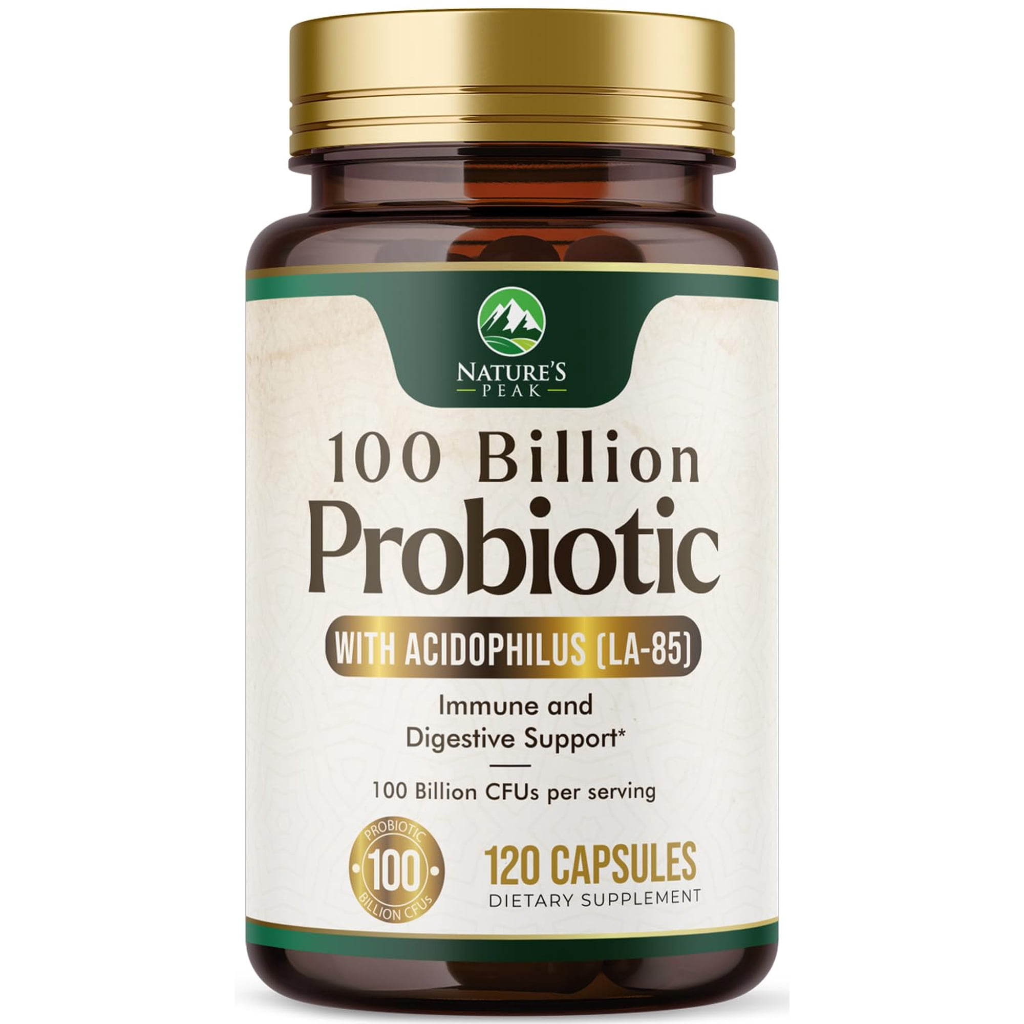 Probiotics 100 Billion CFU - 10 Premium Daily Probiotic Strains Prebiotics - Immune Support, Gut Health, Occasional Constipation, Gas & Bloating, Probiotics Supplement, USA Bottled - 120 Capsules