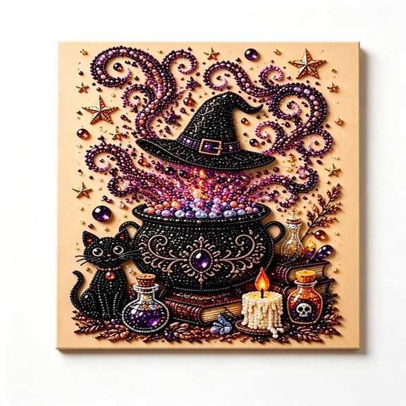 AMARHH Halloween Ghost Pearl Art DIY Kit, 7.8 x 7.8 Inch Spooky Cute Diamond Painting Crafts, Fall Art Home Decor Gifts for Beginner Seasonal Wall Art Gift