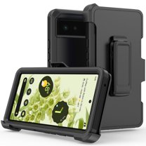 Xhy Google Pixel 6 Pro Case 6.7" Heavy Duty Hard Shockproof Armor Protector phone Case Cover with Belt Clip Holster (Black)