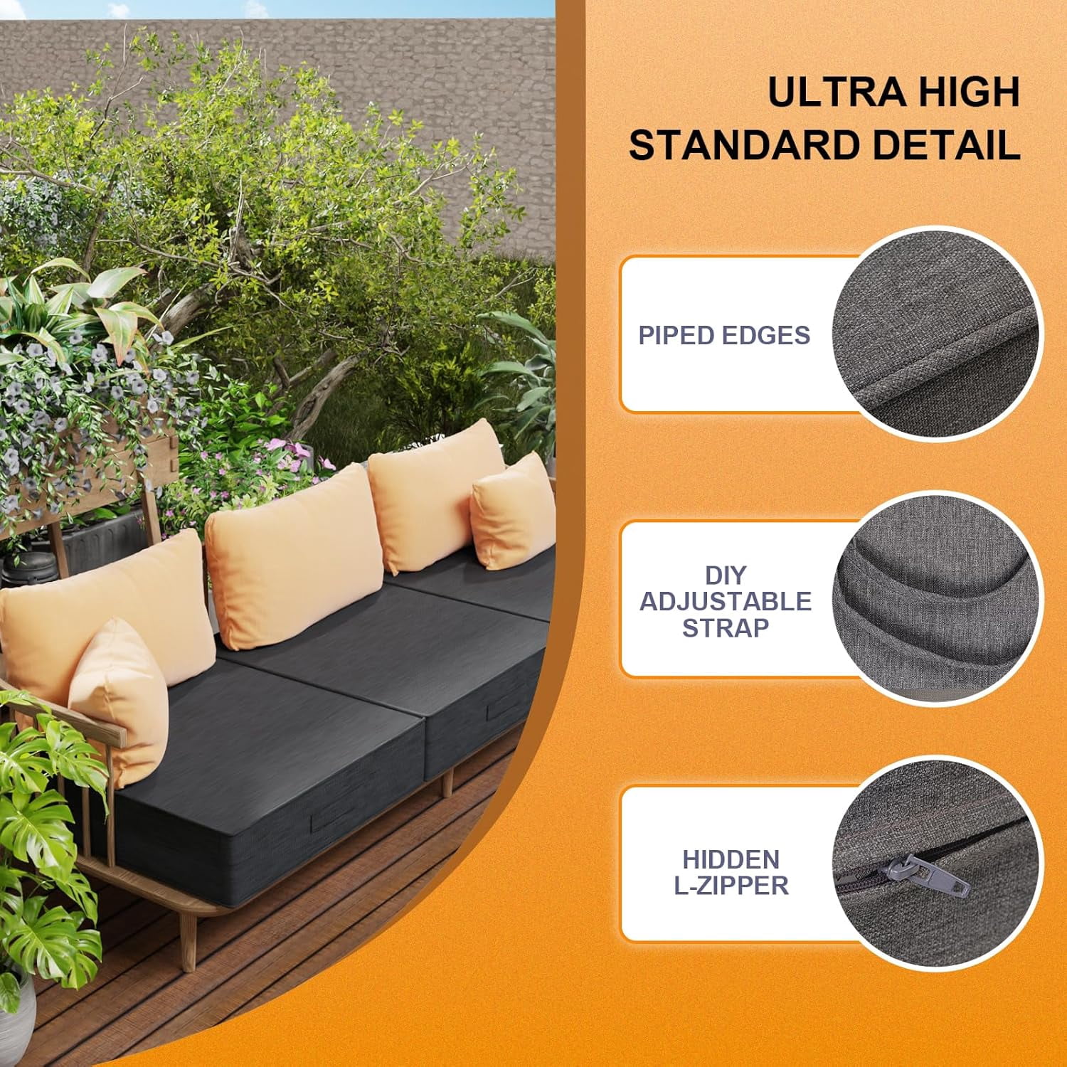 22 x 22 x5" Outdoor Chair Cushions Set of 2, Waterproof Outdoor Seat Cushions for Patio Furniture, Patio Chair Cushions with Handle and Ties, Square Outdoor Chair Pads,
