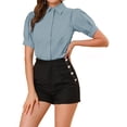 thumbnail image 1 of INSPIRE CHIC Chemise de Bureau Essentielle pour Femmes à Manches Bouffantes Col Pointu, 1 of 6