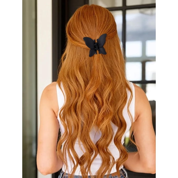 1Pcs Black Butterfly Hair Claw Clip Plastic Butterfly Ponytail Hair Clip Classic Barrettes for Women Party Wedding Daily Thick Thin Accessories 59.94x67.82x44.96mm for DIY Black