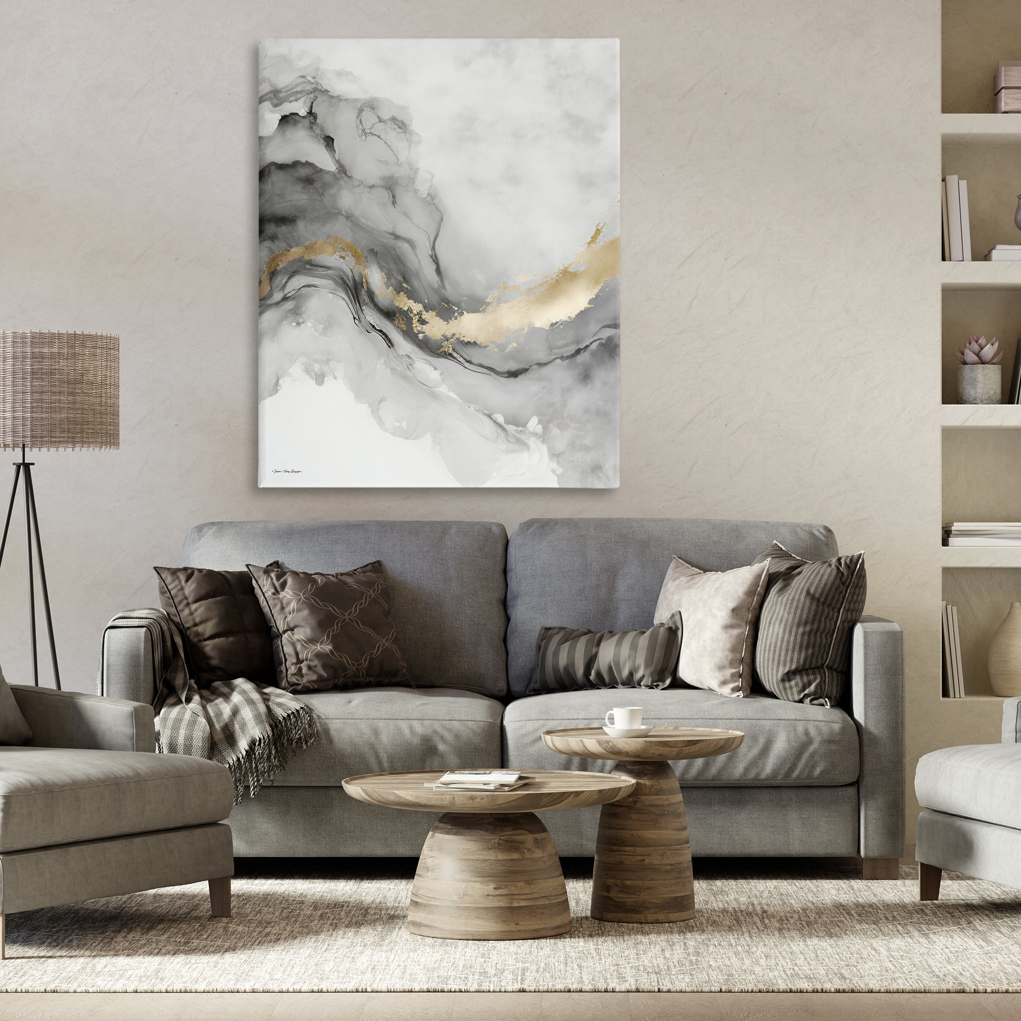Stupell Industries Grey & Glam Geode Abstract Painting Gallery Wrapped Canvas Art Print Wall Art, 36 x 48