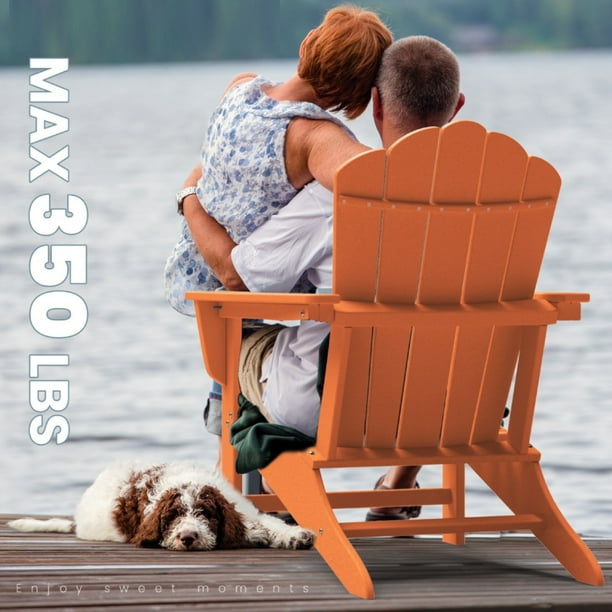 Weather Resistant Recycled Plastic Poly Resin Adirondack Chair, Orange