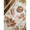 thumbnail image 4 of BemeyourBBs Newborn Baby Girls Summer Clothes Jacquard Bubble Romper Bow Decorated Ruffle Sleeveless Crew Neck Bodysuit Playsuit, 4 of 9