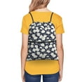 thumbnail image 5 of Wukai Daisies Flowers Waterproof Drawstring Backpack with Zipper Pocket,Large Foldable Gym Bag for Women and Men, Perfect for Sports, Yoga, and Travel, 5 of 8
