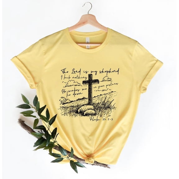 The Lord Is My Shepherd T-Shirt, Christian Easter Shirt, Lord’s Prayer Artwork, Religious Easter Tee