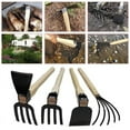 thumbnail image 4 of Garden Hand Rake Tool with Wooden Handle Dual-purpose Hoe Garden Hand Hoe & Tiller for Digging Weeding Gardening and Cultivating, 4 of 10