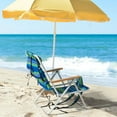 thumbnail image 5 of 2 Pack Portable Folding Backpack Beach Chair,Camping Chair with Headrest Cup Holder and Wooden Armrests, Blue & Green Stripes, 5 of 7