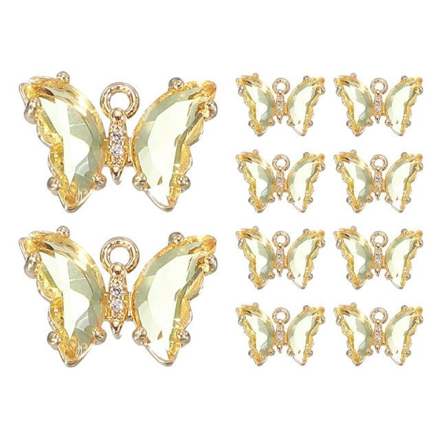 Uxcell 10Pcs Encanto de Mariposa de Rhinestone Cubic Zirconia Cristal Amarillo