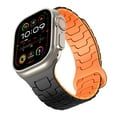 thumbnail image 3 of Magnetic Silicone Band for Apple Watch 42(Series 1/2/3)/44/45/46/49mm for Men Women, Lightweight Sport Strap for iWatch Ultra SE Series 10 9 8 7 6 5 4 3 2 1, with Security Loop, Blackorange, 3 of 9