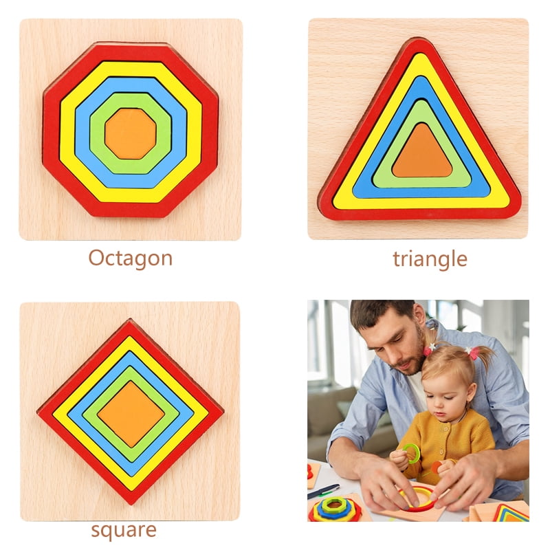 Puzzle for Toddlers,3 Pack Shape Puzzle Toddler Puzzles Wooden Toys