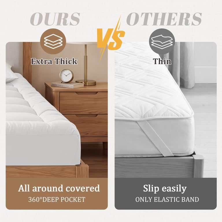 Vccoem Queen Quilted Mattress Pad, Cooling Plush Topper photo 8