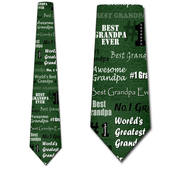 World's Greatest Grandpa - Green Necktie Mens Tie by Three Rooker