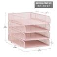 thumbnail image 3 of Mind Reader Stackable Paper Tray, Desktop Organizer, Metal 10.5"L x 13.5"W x 11.25"H, 4 Pieces., Pink, 3 of 6