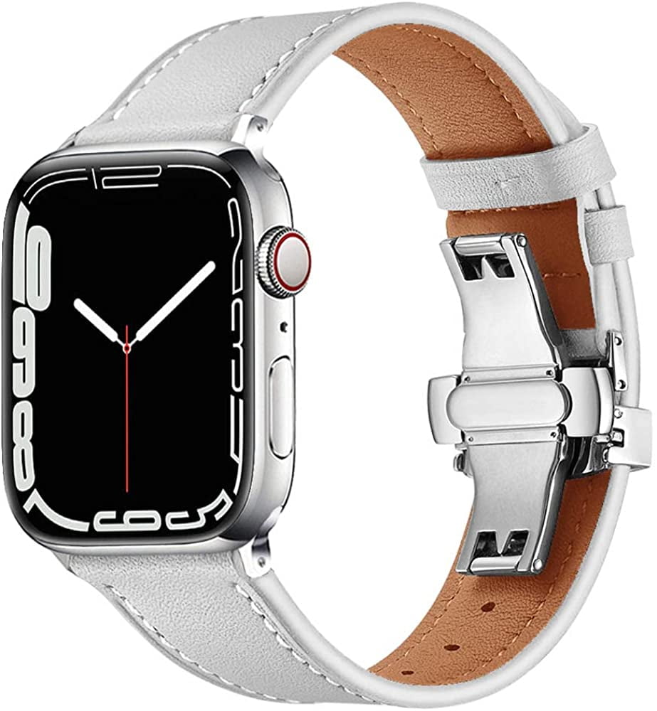 willowist Apple Watch Band, Series 9 8 7 6 5 4 3 2 1 SE, 45-44-42, 41-40-38mm, Leather Watch Band, iWatch Band, Apple Watch Leather Band, Black Flower