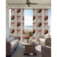 thumbnail image 6 of Pink Bow Football Blackout Curtains for Bedroom Living Room Darkening Curtains 63 Inches Long Modern Game Balls Retro Burlap Window Curtain 2 Panels Set Window Treatment Grommet Drapes 42"x63", 6 of 9