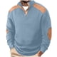 thumbnail image 1 of Kalauyu Mens Warm Sweatshirt Casual Textured Stand Collar Quarter Fall Metal Button Pullover Sweaters Long Sleeve with Pockets, 1 of 4