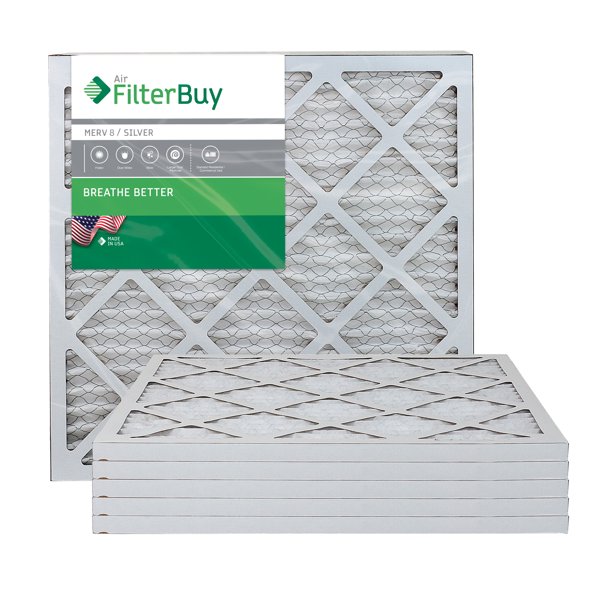 FilterBuy 18x20x1 MERV 8 Pleated AC Furnace Air Filter, (Pack of 6