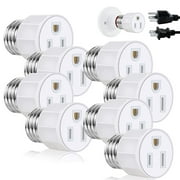 8 Pack Light Socket to Plug Adapter - E26/ E27 3 Prong Light Socket Outlet - Light Bulb Outlet Socket Adapters, High-Quality 2/3 Prong Plug in Light Socket Adapter for Home Porch Patio Garage