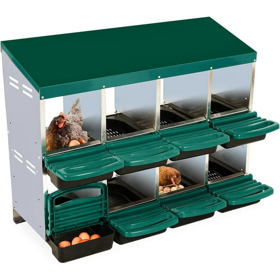 M optimized Chicken Nesting Box, 8/10 Compartments Nesting Boxes for Chickens, Chicken Laying Boxes, Roll Away Nesting Box for Chickens Laying Egg with Lid Cover to Protect Eggs
