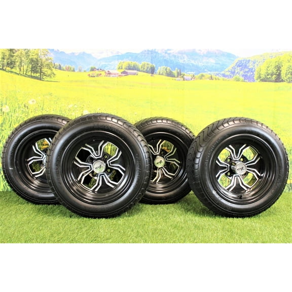 Antego 215/50-12 Glossy Black Fusion Aluminum Assemblies (Set of Four)