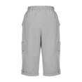 thumbnail image 5 of Bloomae Womens Capris with Pockets Loose Fit Casual Drawstring Elastic Waist Capri Pants Dressy Lightweight Ladies Baggy Cargo Pants for Hiking Gray XL, 5 of 5