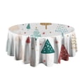 thumbnail image 5 of White Christmas Tree Pattern Round Tablecloth 60"x60",Wrinkle Wipeable Table Cloth for Kitchen Dining Room Picnic Patio Party, 5 of 6