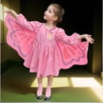 thumbnail image 2 of WhouRiu Girls Long Sleeve Dresses Casual Summer Crew Neck Butterfly Wing Dress Kids Comfortable Cute Everyday Sundress,5-6 Years, 2 of 9