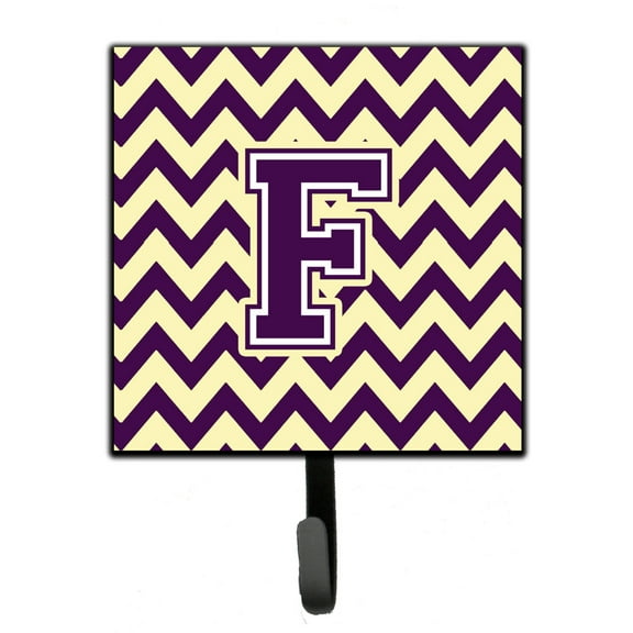 Letter F Chevron Purple and Gold Leash or Key Holder