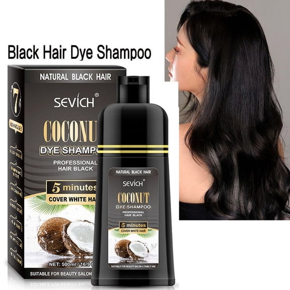 Permanent Black Hair Shampoo/Dye for Women & Men, Natural Organic Coconut Oil Essence Black Hair Dye - Unisex