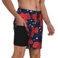 thumbnail image 3 of Picia Rose Flower pattern Mens Swim Trunks with Compression Liner Stretch Beach Shorts Quick Dry with Zipper Pockets No-Chafing Board Shorts-, 3 of 9
