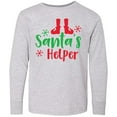 thumbnail image 3 of Inktastic Santa's Helper, Elf Shoes, Snowflakes, Christmas Long Sleeve Youth T-Shirt, 3 of 5