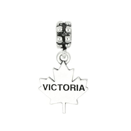 - Sterling Silver Oxidized Travel Victoria Canada Dangle Bead Charm
