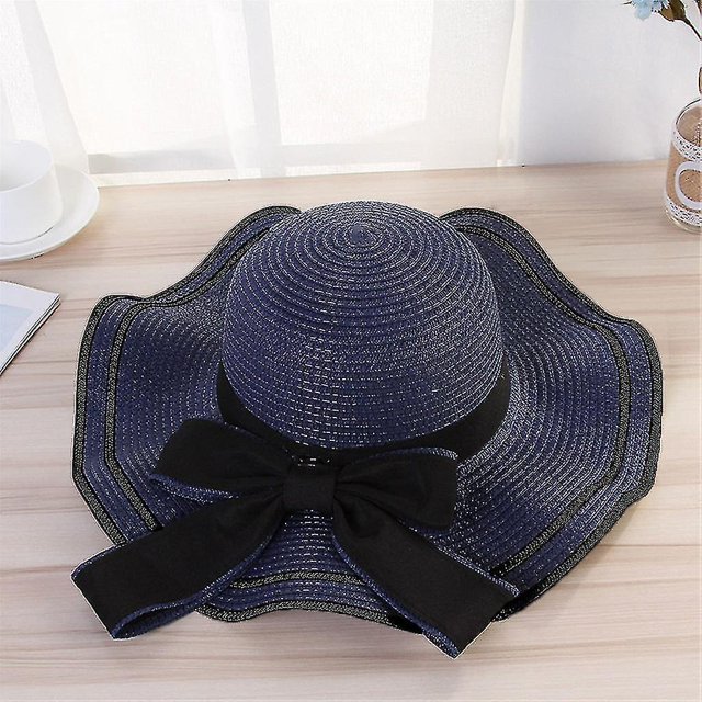 Sombrero de paja de playa para mujer, sombrilla de Jazz, sombrero Fedora de Panamá, gorra de gángster LingWen 8390615293365