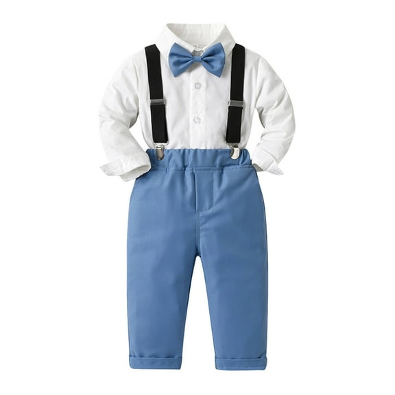 TAIAOJING Baby Girl Christmas Clothes Toddler Boys Long Sleeve Shirt Tops Pants With Tie Child Kids Gentleman Party Dress Outfits 18-24 Months