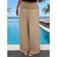 thumbnail image 4 of Women Wide Leg Palazzo Pants Summer Foldover Lounge Trousers Beach Vacation Travel Clothes, 4 of 6