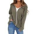 thumbnail image 1 of Baberdicy Cardigan Sweater Ladies Drawstring Hooded Solid Color Zipper Long Sleeve Cardigan Women's Cardigans Green, 1 of 4