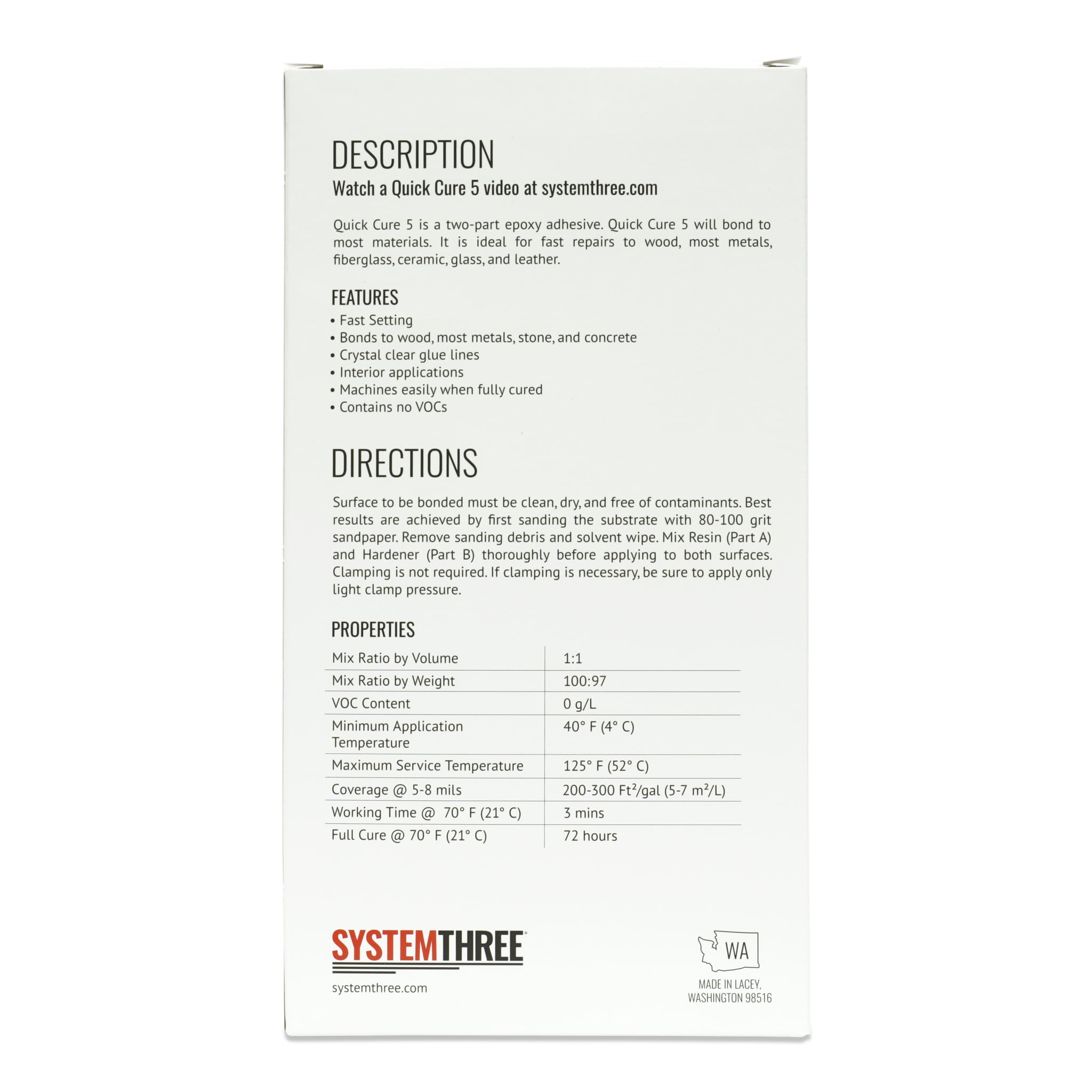 System Three Quick Cure 5 Epoxy Adhesive, Quart Kit