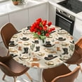thumbnail image 2 of Western Cowboy Round Tablecloth 55-60 Inch Round Fitted Table Cloth with Elastic Edge, Country Vintage Art Boots Desert Waterproof Table Cover Protector for Outdoor Picnic Party Dining, 2 of 6