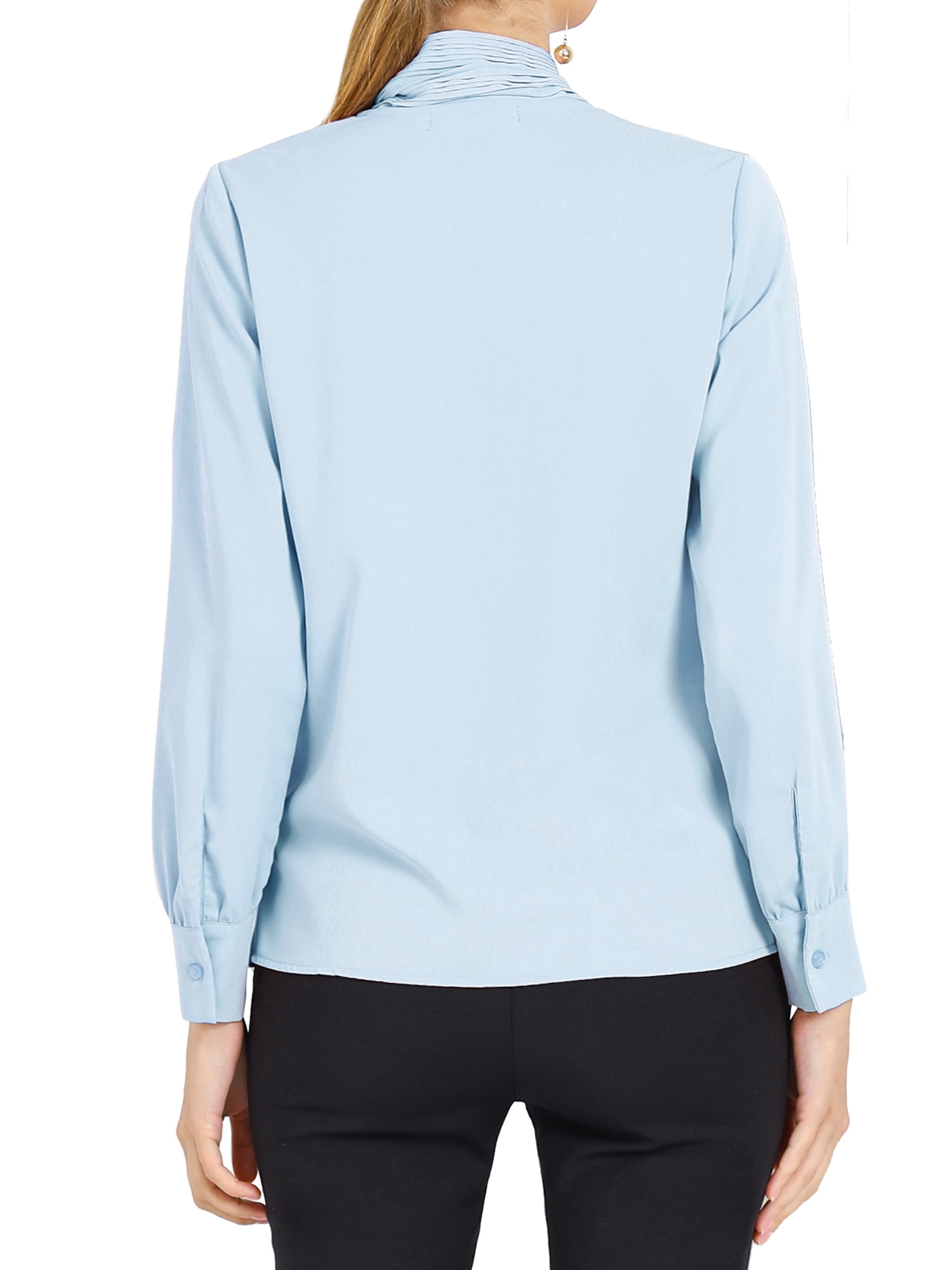 DARING DIVA Work Office Blouse Pleated Top Shirt M Light Blue