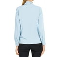 thumbnail image 4 of MODA NOVA Junior's Solid Long Sleeve Pleated Tie Neck Shirt Light Blue XL, 4 of 6