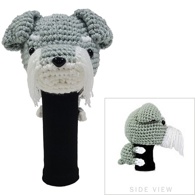 StitchHead Hand Stitched Yarn Animal Driver/Wood Head Cover - Schnauzer
