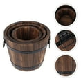 thumbnail image 4 of 3PCS Wooden Barrel Flowerpot Home Balcony Decoration Plant Flower Bucket, 4 of 9