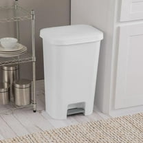 Kitchen Wastebasket, Step-On, White, 11-Gal.