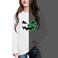 thumbnail image 2 of Glow in the Dark Halloween Shirt for Girls Pumpkin Face Graphic Long Sleeve Crewneck Pullover Sweatshirt for Kids Trick or Treat Costume Party School and Fall Wear, 2 of 10