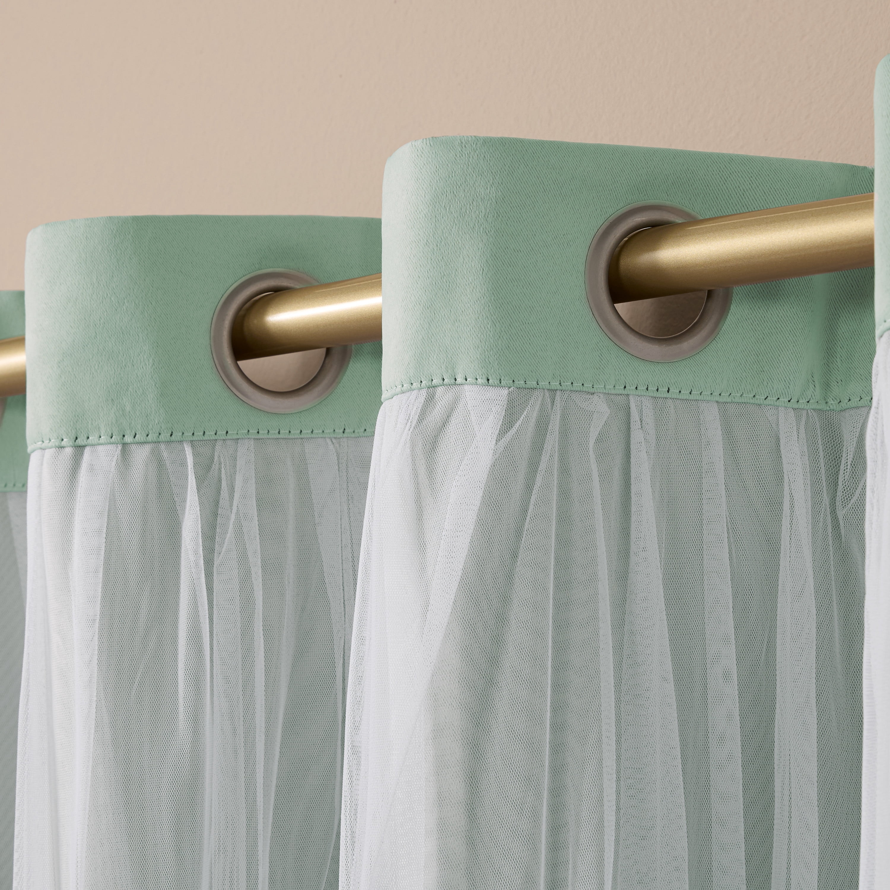 TOWN & COUNTRY LUXE Talia Double Layer Indoor Curtains, Sheer and Room Darkening Blackout, Grommet Top, Energy Efficient, 2-Pack Set, 52"x84", Aqua