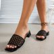 thumbnail image 4 of Mujeres de Moda Casual Vestible Ropa Exterior Versátil Color Sólido Hueco-Fuera Tejido Zapatillas de Tacón Medio, 4 of 9