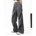 thumbnail image 4 of REALiKUN Women Wide Leg Baggy Cargo Sweatpant Loose Hip Hop Ruched Techno Parachute Pants Streetwear, 4 of 4