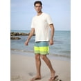thumbnail image 4 of DARING DIVA Men's Drawstring Waist Color Block Striped Board Shorts 32 Light Green, 4 of 6